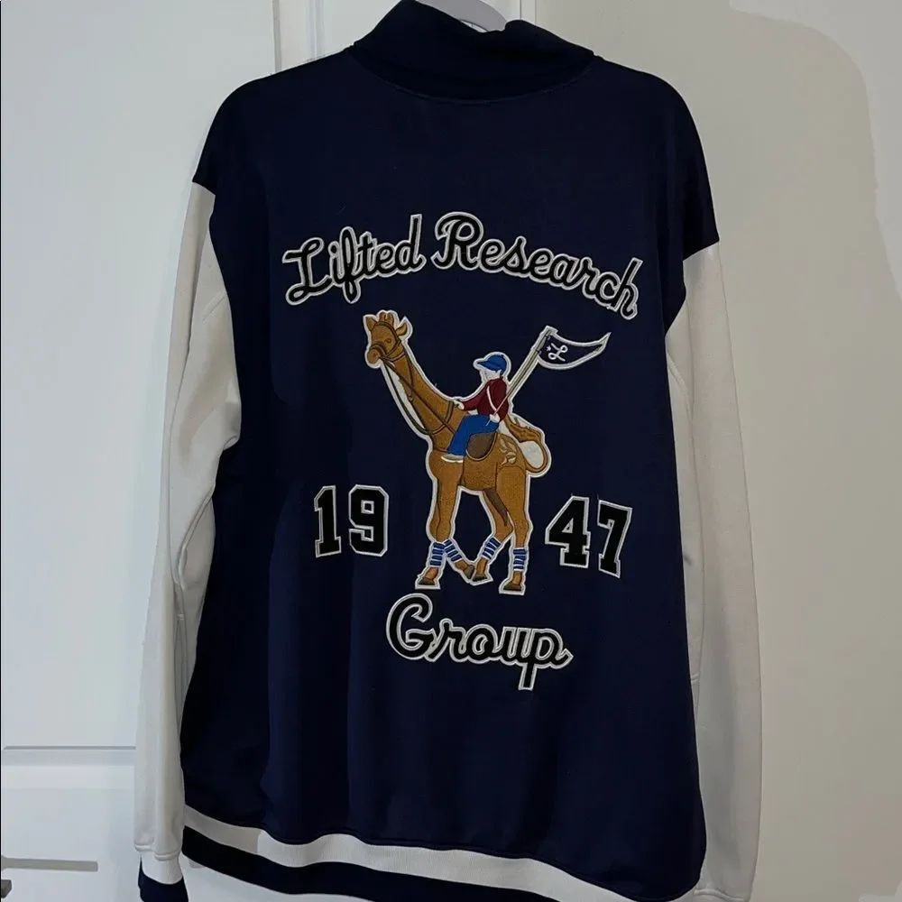LRG Lifted Research Group Retro BIG LOGO Giraffe Track Full Zipper Jacket Blue
